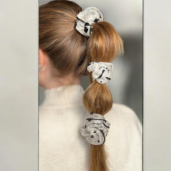 Wasse 3’lü desenli scrunchie toka